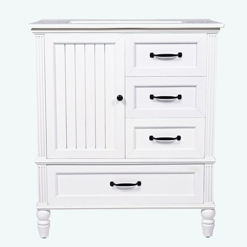 Meuble-lavabo 30 po avec lavabo, Black, Blanc