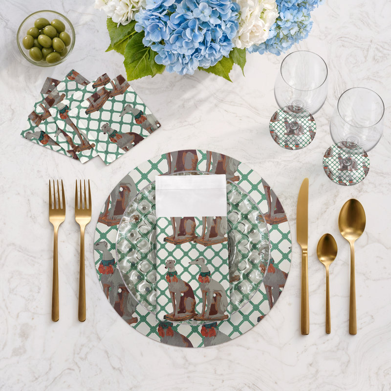 Regal Greyhound Vegan Leather Round Placemats, Marion