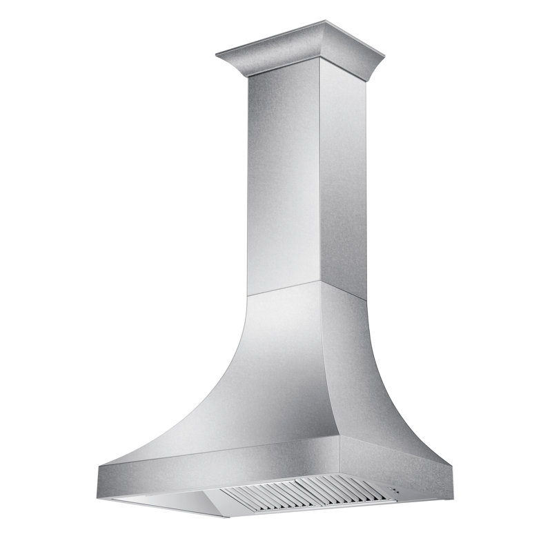 ZLINE 30" Designer Series Fingerprint Resistant Stainless Steel Ducted Wall Range Hood (8632S-30), Satin Stainless Steel