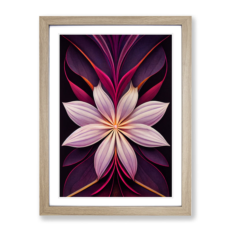 The Beaming Flower Abstract 1 Piece Single Picture Frame Wall Art, 34cm H x 25cm W x 2cm D, Oak Framed