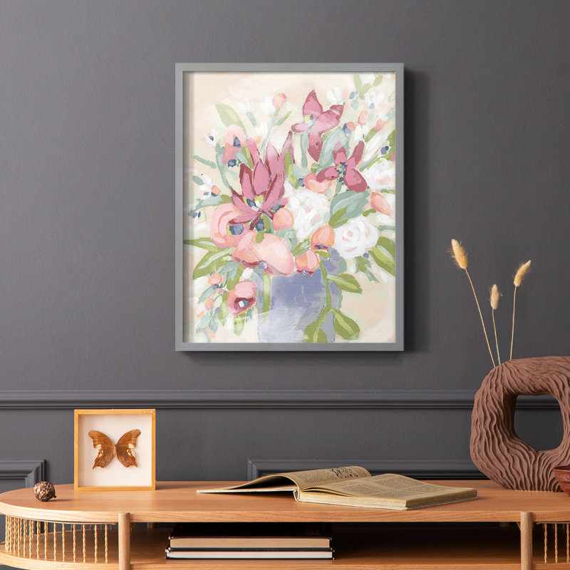 Blush Array I Framed Print - Solid Wood, Gray, 10" H x 8" W