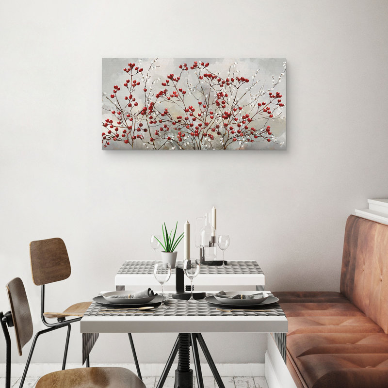 Winterberries by Studio Arts Canvas Wall Art Print, 18" H x 35" W x 1.5" D
