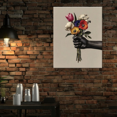 Black Woman Floral Wall Art Decor Flower African American Print Picture Black Aesthetic Wall Decor For Home Living Room Bedroom 8X10 Inch Canvas Framed