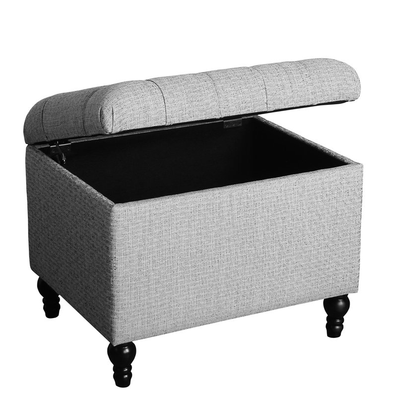 Repose-pieds avec rangement Chubbuck, 100% polyester gris moyen, Noir