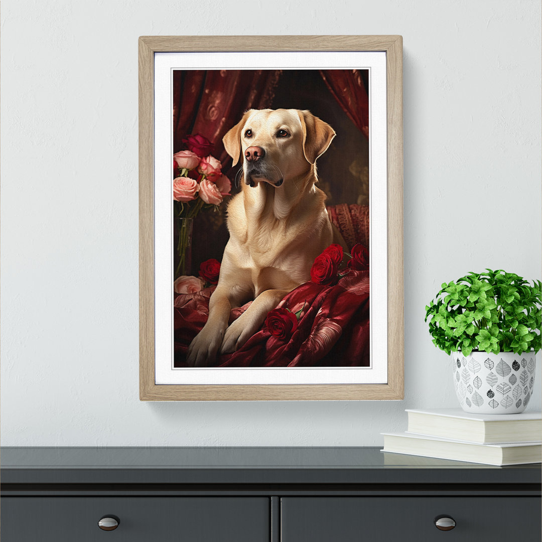Labrador Retriever Romanticism - Single Picture Frame Print on Wood