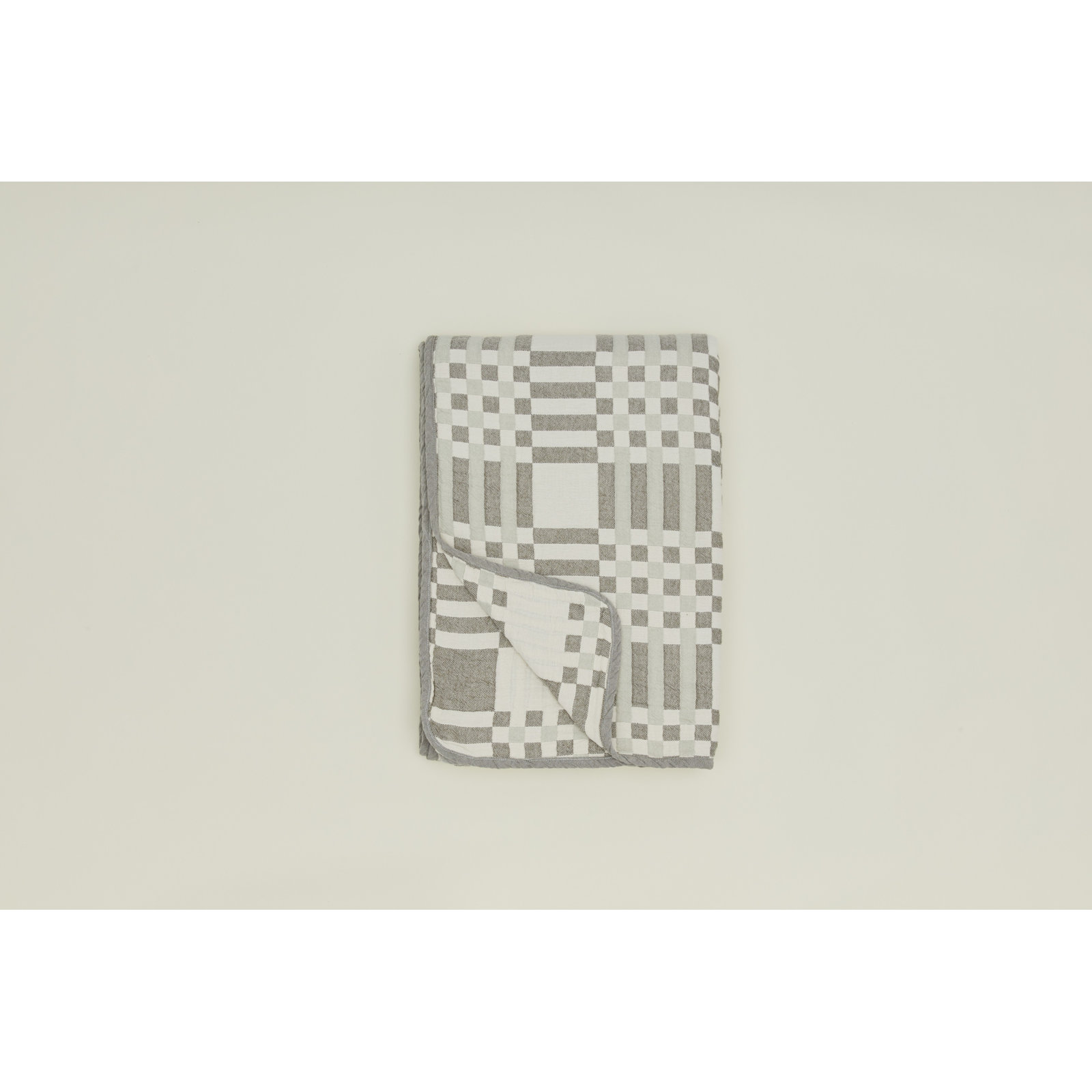 Simple Plaid Cotton Jacquard Throw Blanket, Olive/Sage, King
