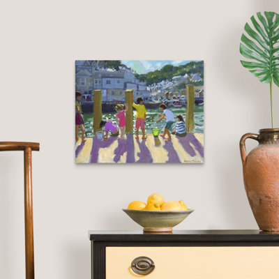 «Quayside Fishing, Looe, 2015» par Andrew Macara, reproduction d'art graphique sur toile