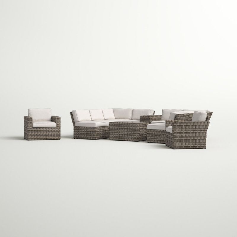 Breaker Wicker Fully Assembled 8 - Person Seating Group with Cushions
