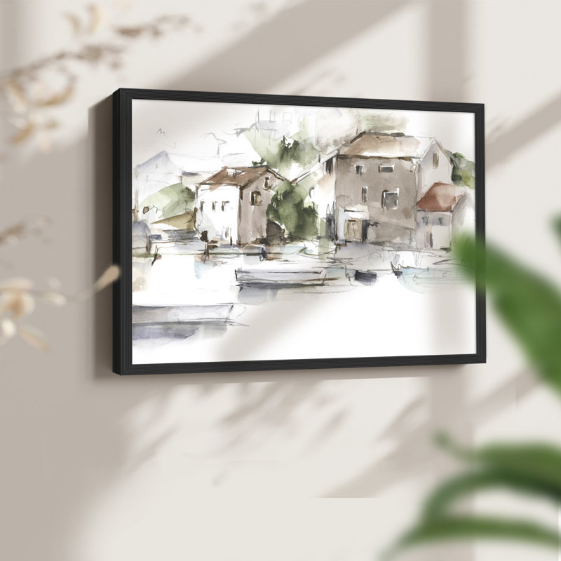 Serene Lakefront II -Framed Print - Restickable, H 8 po x l 10 po, Noir, noir, noir, noir