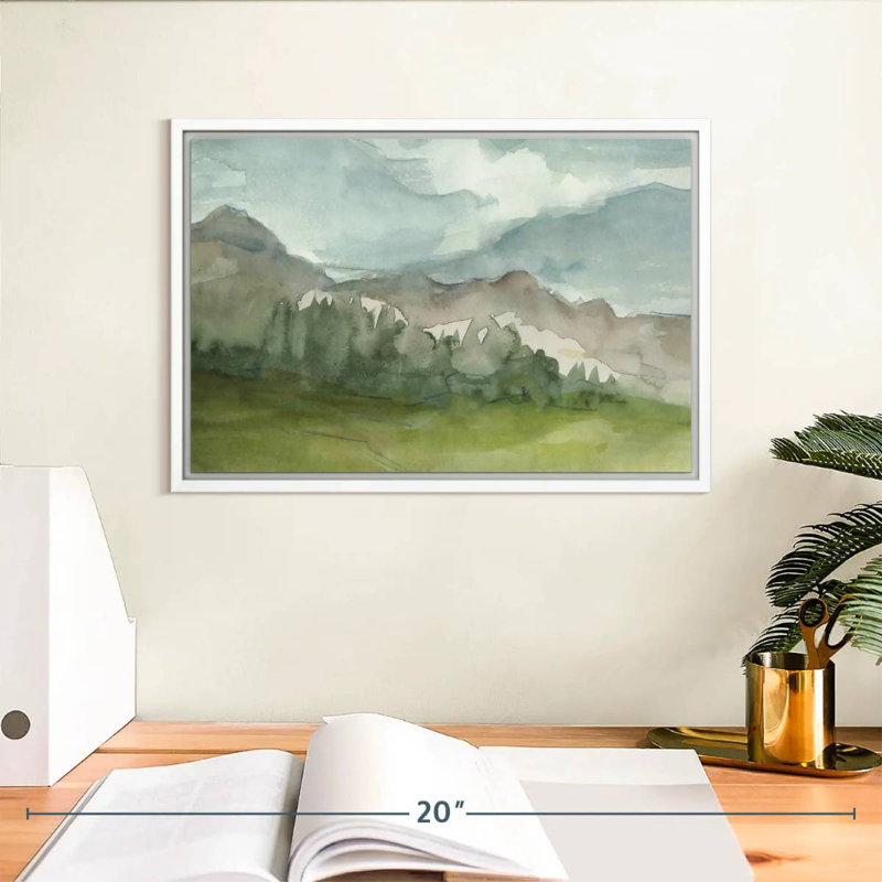 Plein Air Mountain View I, Floating Frame White, 13" X 9"