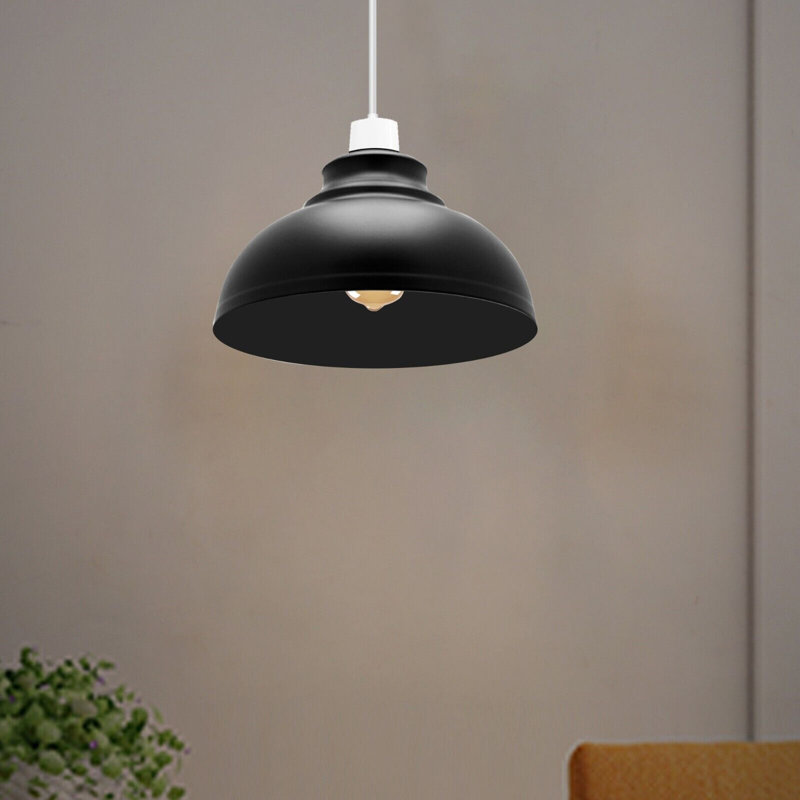 17cm H Metal Dome Lamp Shade, Black