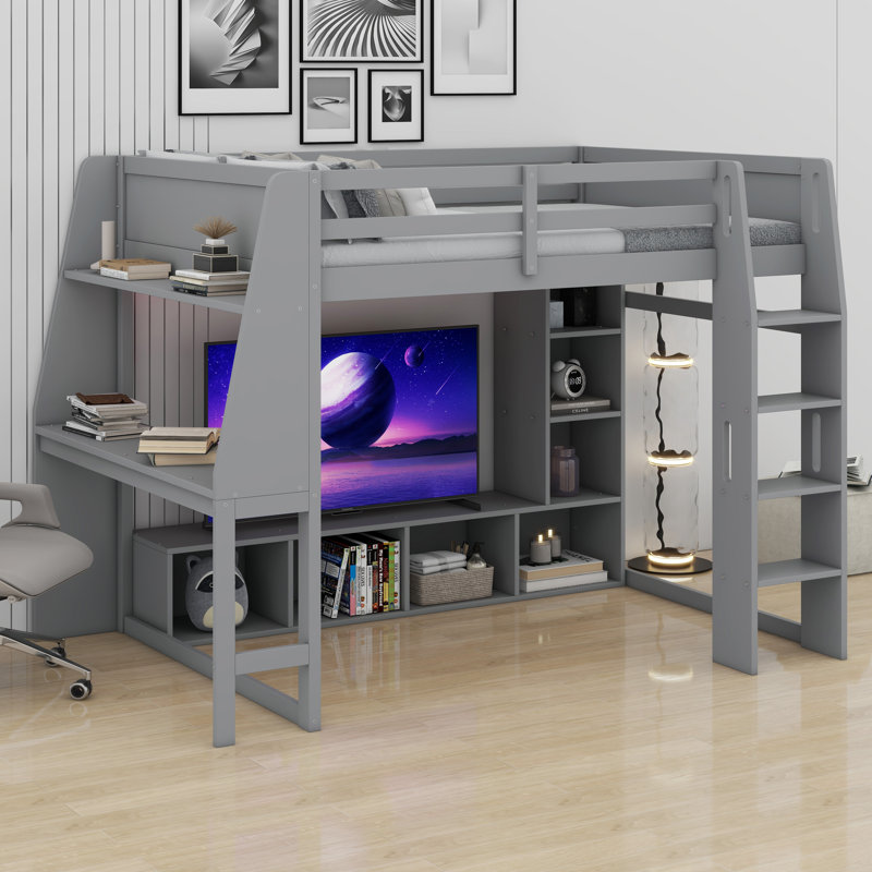 Lit mezzanine avec bureau, Lit simple