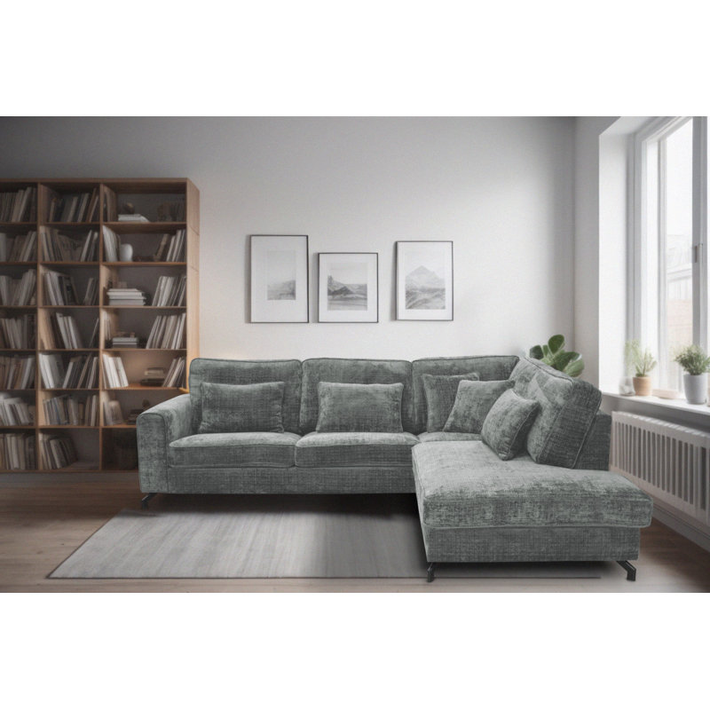 5 Seater Sofa & Chaise, Dark Grey