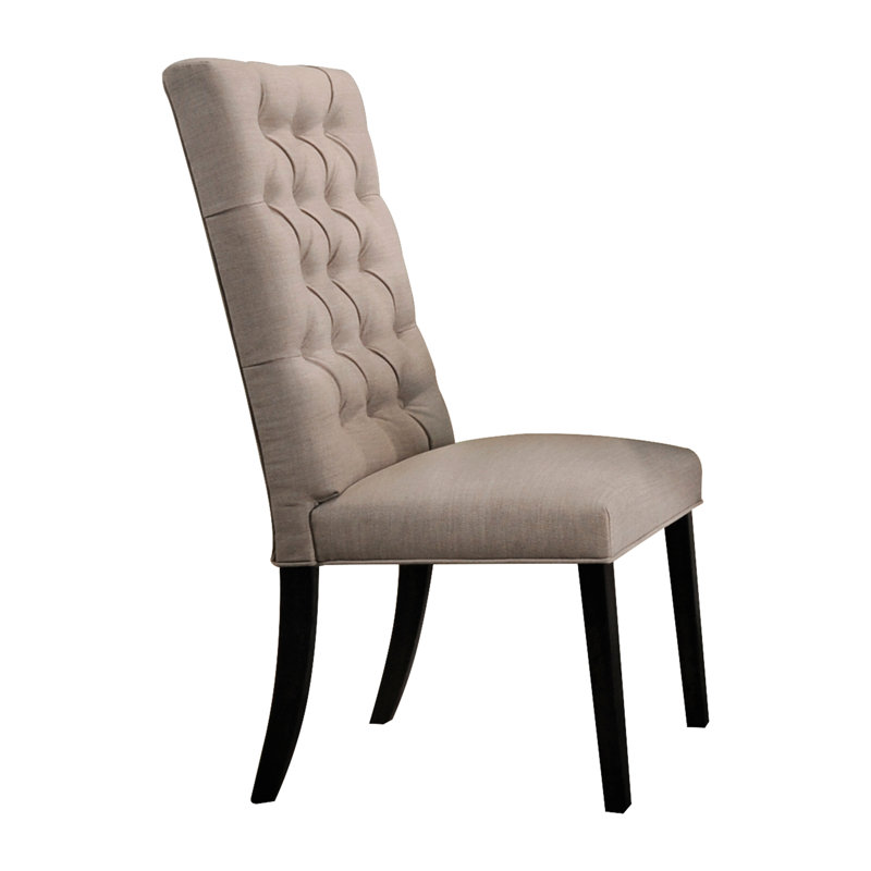 Ensemble de 2 chaises d'appoint rembourrées en lin brun clair et noir rétro