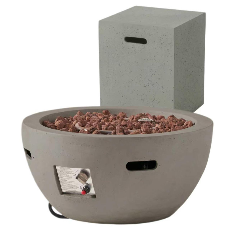 40,000 Btu Bowl Shaped Mgo  Propane Fire Pit With Tank Cover