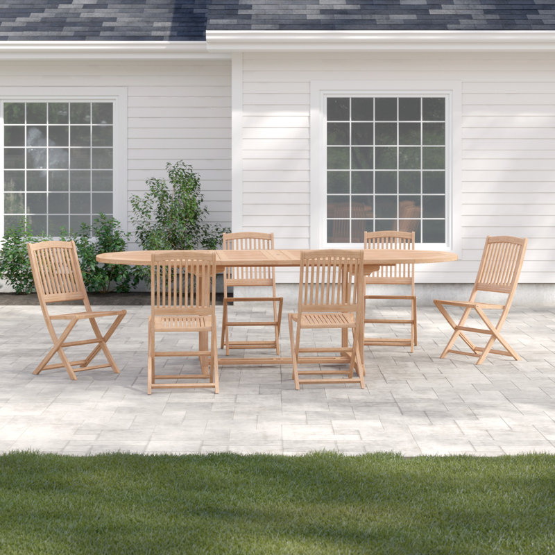 Woehler 6 - Person Teak Wood Patio Dining Set with Oval Table