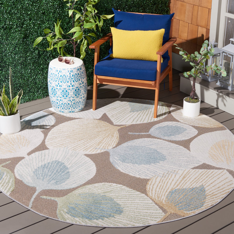 Sarasota Performance Floral Indoor/Outdoor Area Rug, Round 6'7"