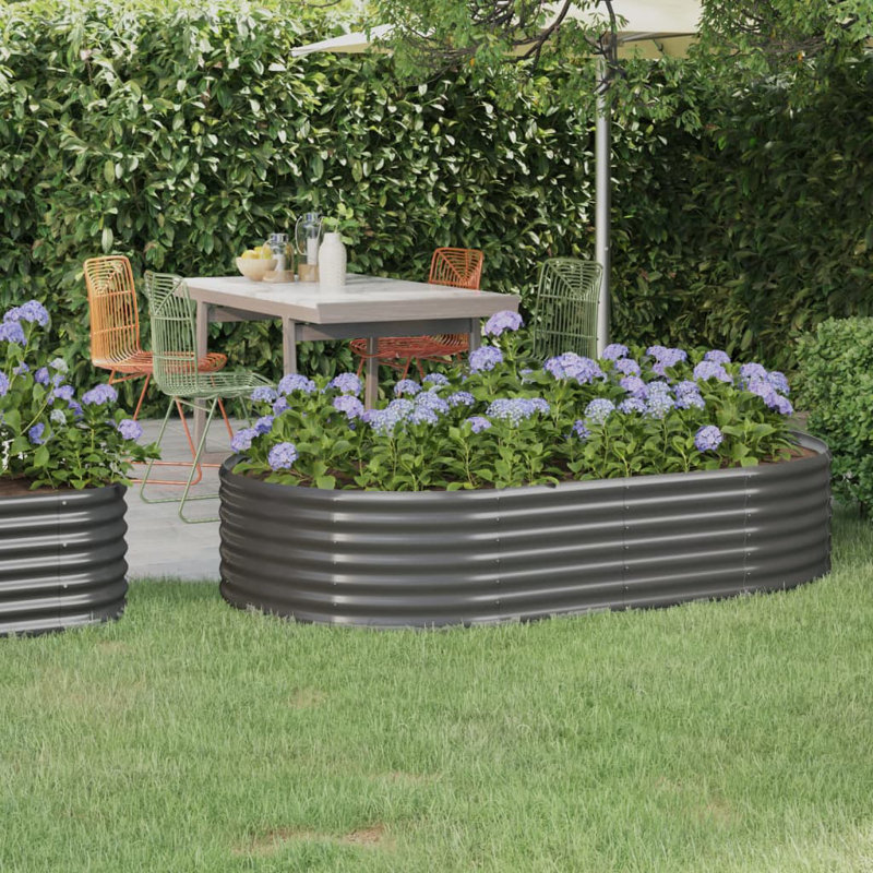 Garden Raised Bed Powder-coated Steel, 36cm H x 175cm W x 100cm D, grey