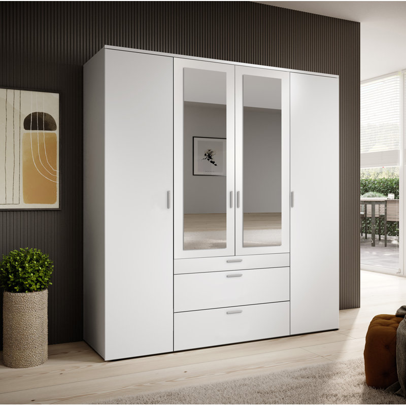 Vesala 4 Door Manufactured Wood Wardrobe, White