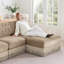 Velours camel 4 de style avec jupe à pampille, conception modulaire, facile à assembler, mousse haute pour salon modulaire, molleton doux, haute résilience