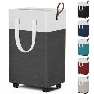 75L Waterproof Rolling Laundry Hamper - Collapsible Clothes Basket
