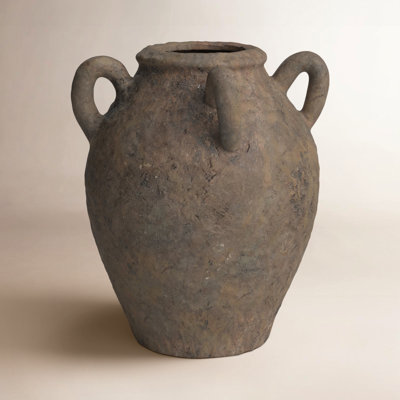 Ceramic Handmade Textured Decorative Vase with Four Handles