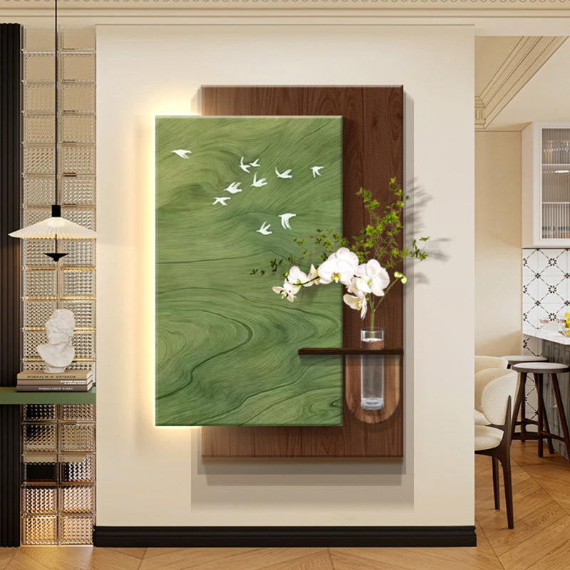 Art mural brun et vert en grès, H 55,12 po x l 44,09 po