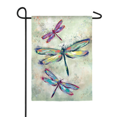 Drapeau de jardin en polyester 2 côtés libellule beauté organza