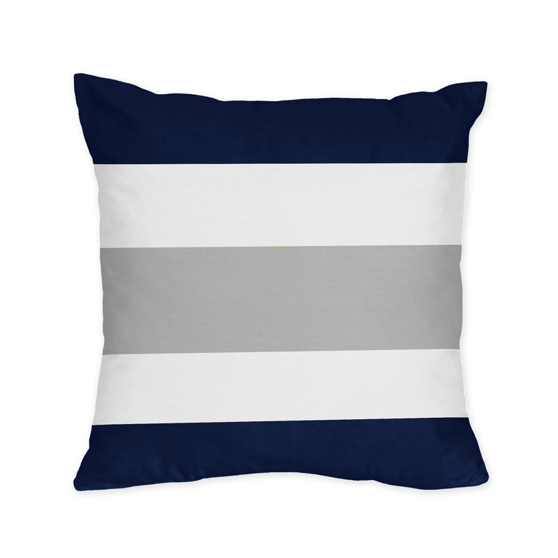 Navy and Gray Striped Full Microfiber Comforter Set