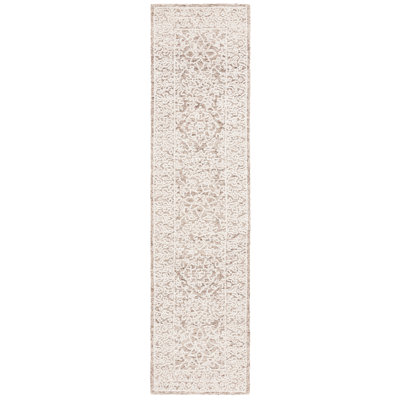 Tapis floral brun / ivoire en laine touffeté à la main Orpheus