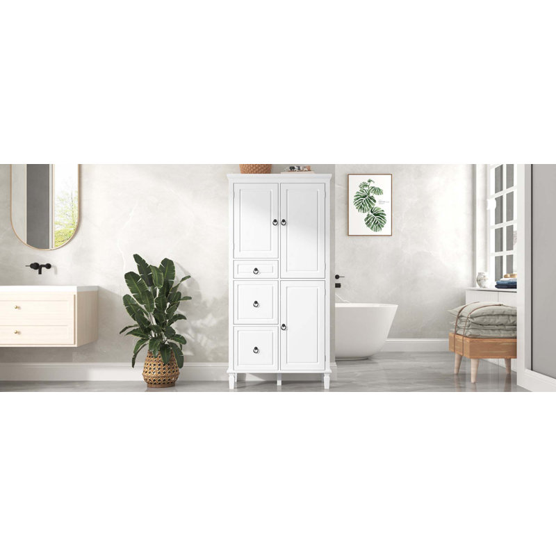 Retro Multi-Functional Storage Cabinet With Adjustable Shelves, 3 Drawers, And 3 Enclosed Compartments – Stylish And Versatile Organizer For Living Room, Kitchen,Or Office