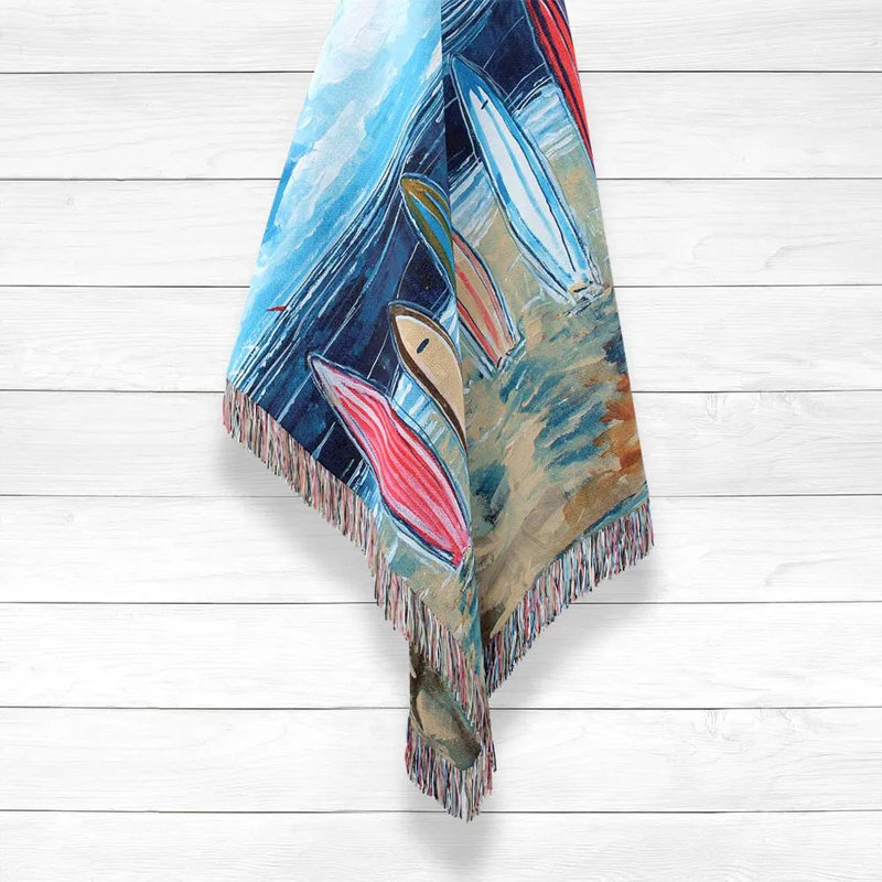 Surfboards Hand Woven Throw Blanket, 50" W x 60" L