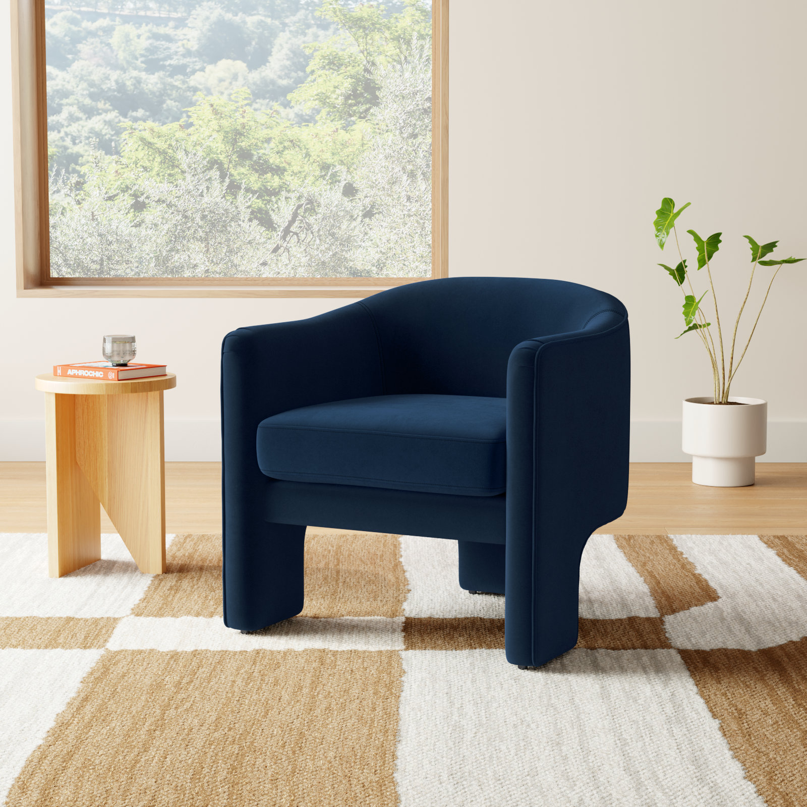 Upland Armchair, Navy Velvet