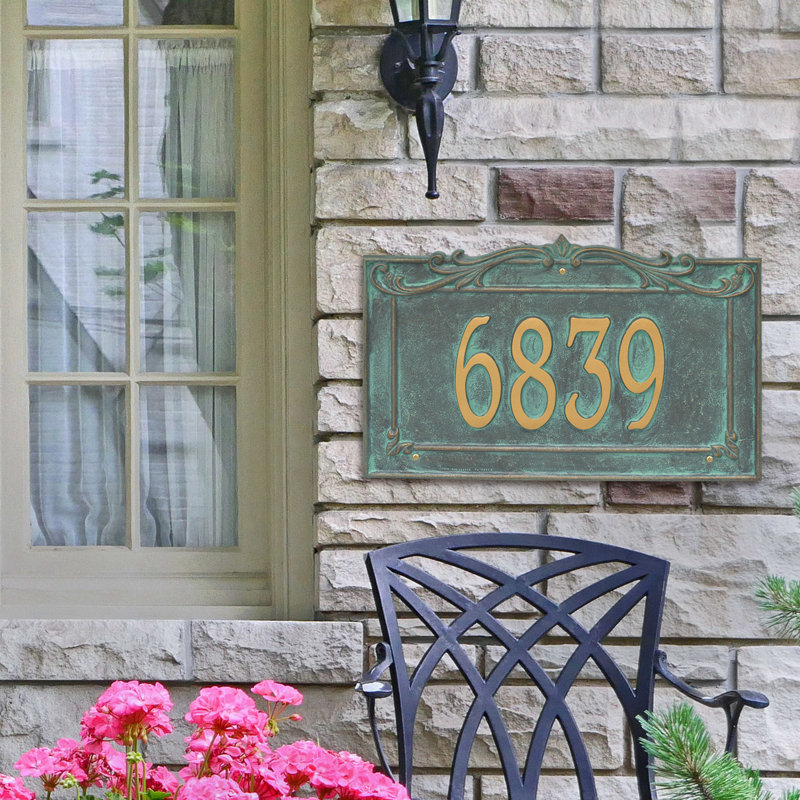 Plaque d'adresse murale 1 ligne Signature Series, Bronze, Oui, Vert-de-gris