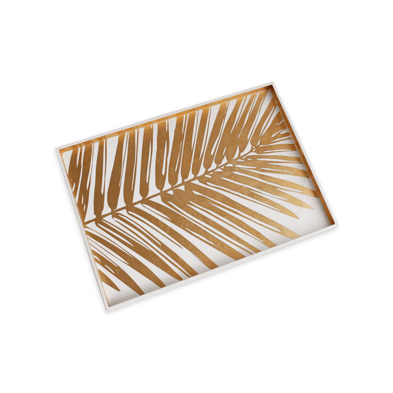 Plateau de palmier laqué Indochine, L 16 po x P 12,25 po x H 1 po