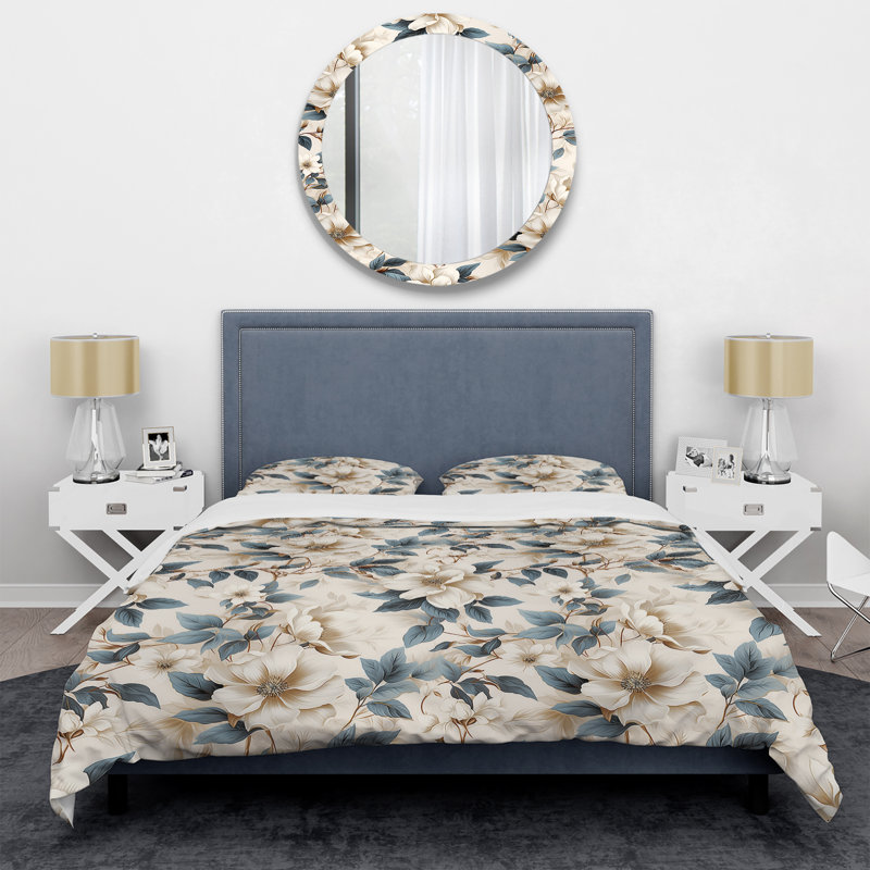Ensemble de housse de couette Vintage Flora II, Housse de couette pour grand lit et 2 taies décor