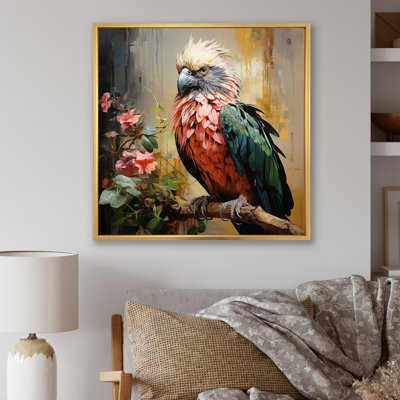 Faucon bleu et rose dans un arbre tropical III - art mural animal faucon