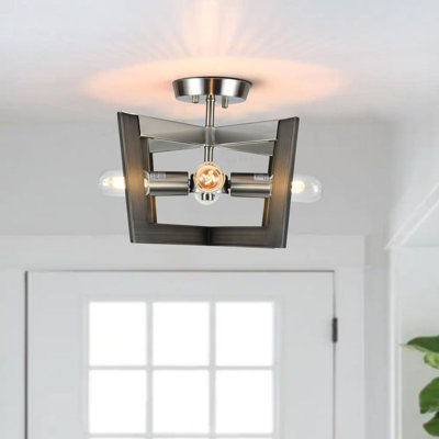 Valenzuela 4 Lamp Square Nickel Metal Semi-Flush