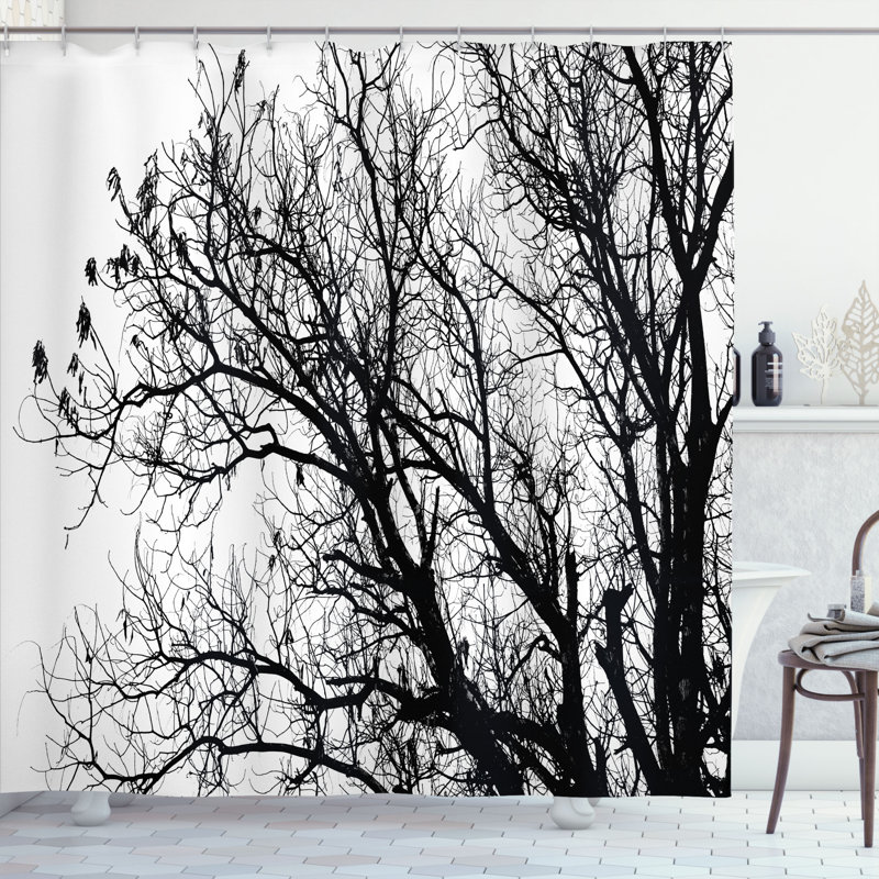 Borden Autumn Fall Tree Branch Single Shower Curtain, 75" H x 69" W