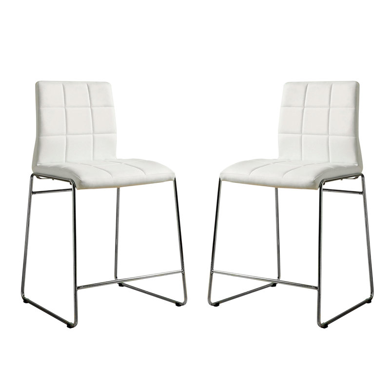 Chaises de comptoir rembourrées - 2 pièces blanches avec lustre de salle à manger (de 2) Sophistication des pieds