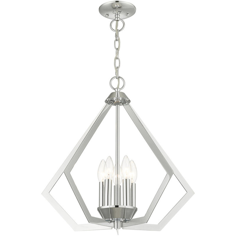 5 - Light Dimmable Cage Chandelier, White