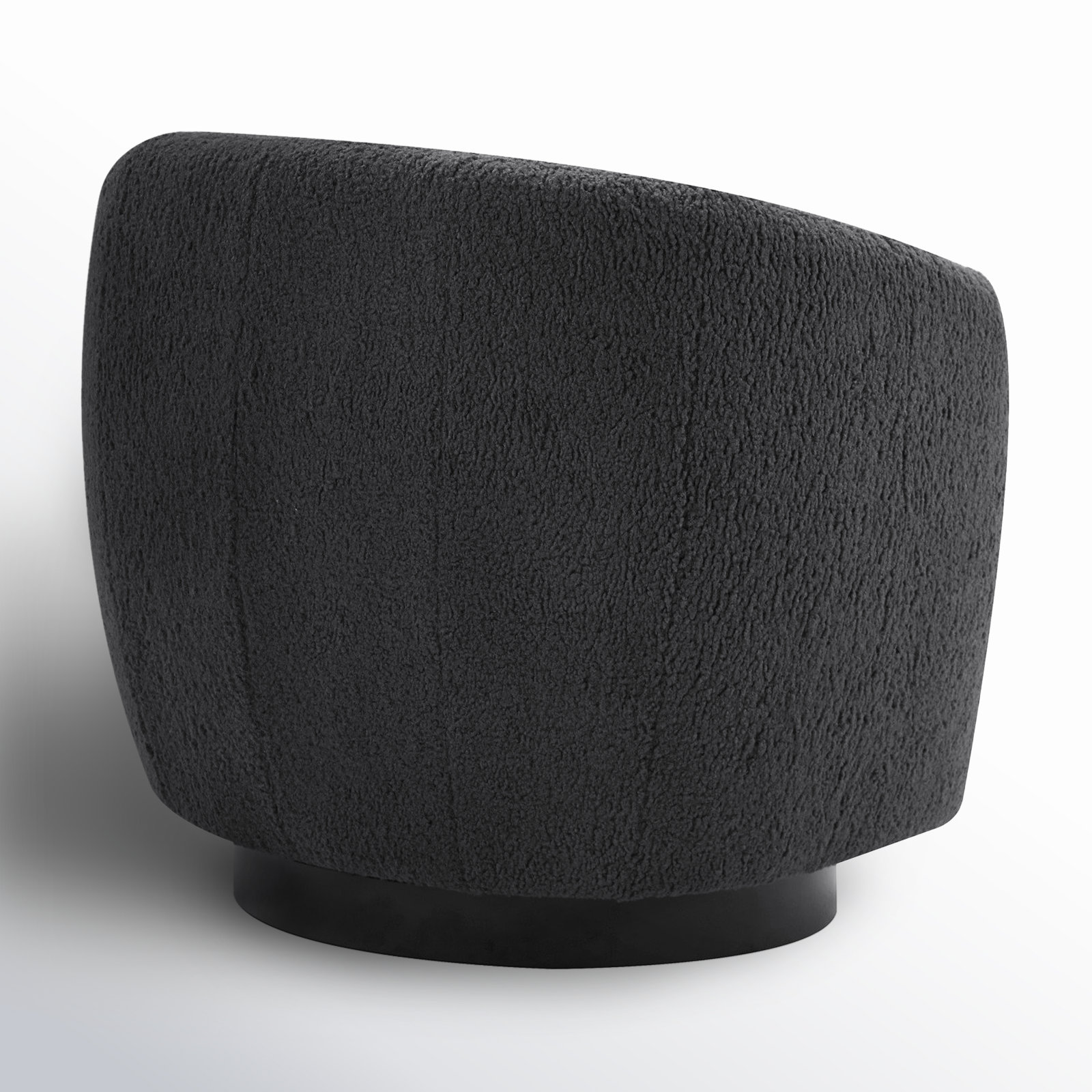 Marcy Swivel Barrel Chair, Aries Grey Boucle