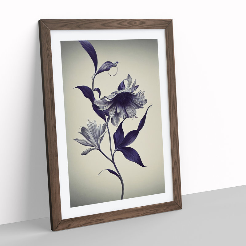 The Picturesque Flowers 1 Piece Single Picture Frame Painting, 64cm H x 46cm W x 2cm D, Walnut