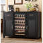 Meuble-bar avec compartiment pour cave à vin, meuble à boissons autoportant avec porte-verres et prise électrique, noir-484894596