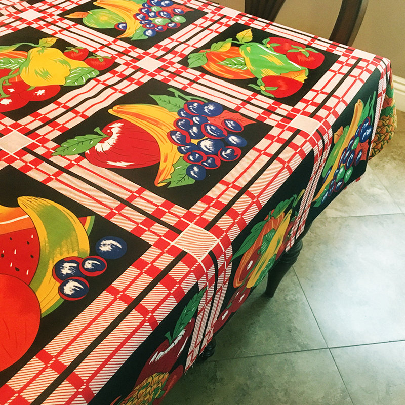 Fruit Bundle Print Tablecloths, Black, 58" Square