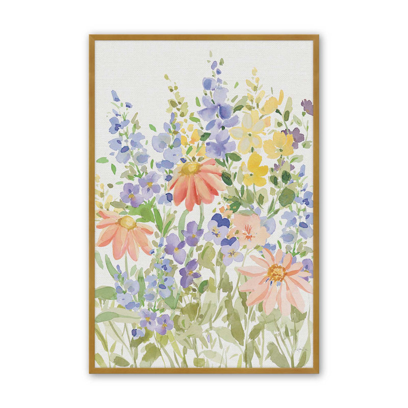 «Spring Celebration VII» par Katrina Pete, reproduction d'art, H 16 po x l 12 po, Or