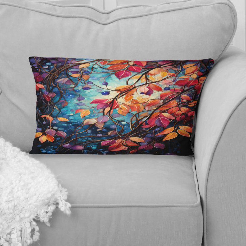 Multicolor Vibrant Vines II - Abstract Botanicals Printed Throw Pillow