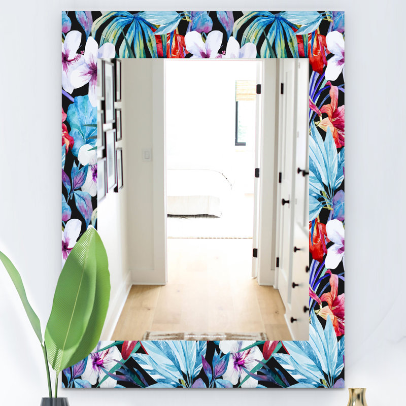 Miroir mural 23 bohémien et éclectique obsidian, H 24 po x l 32 po