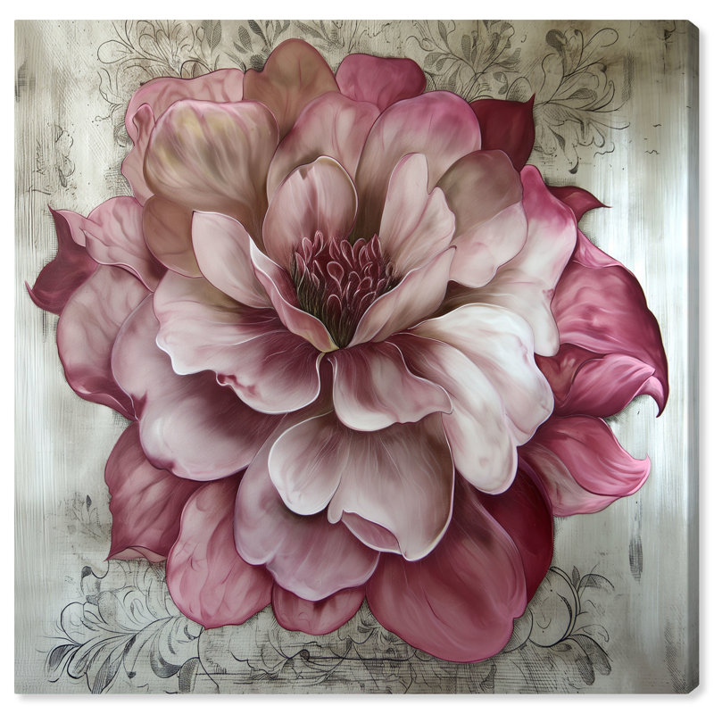 Darla Pink and White Floral Canvas Wall Art, 40" x 40"