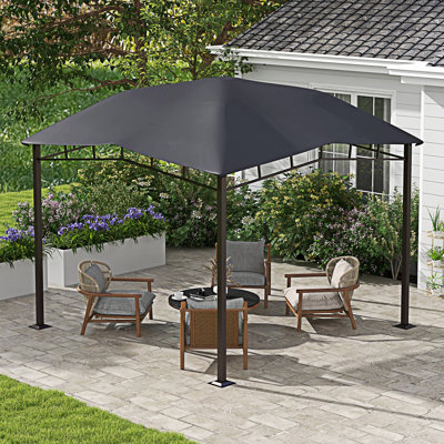 Outsunny Sotop Patio Gazebo Outdoor Canopy With Unique Geometric Design Roof, All-Weather Steel Frame,
